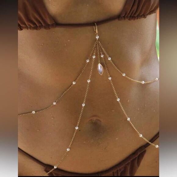 Elegant Gold and Pearl bikini chain A1250 - Picture 1 of 4